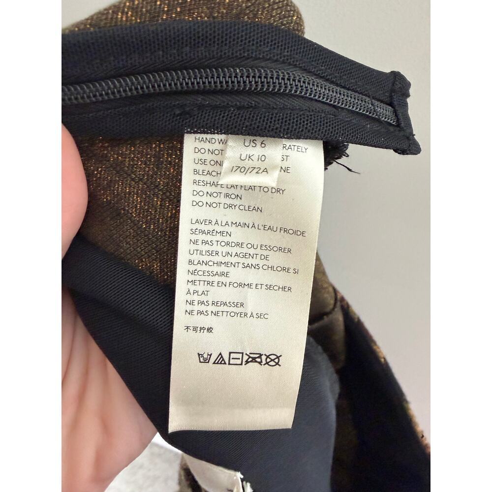 Anthropologie Viviana Jacquard Paisley Flared Trousers Black/Gold Women's US 6 - Picture 11 of 12